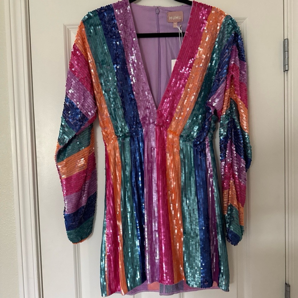 Show me your Mumu Colorful Sequin Dress